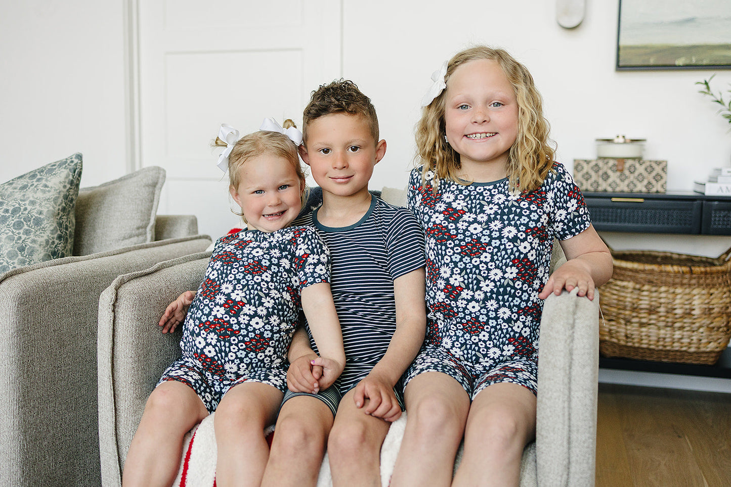 Americana Floral Ribbed Bamboo Cozy Short Set