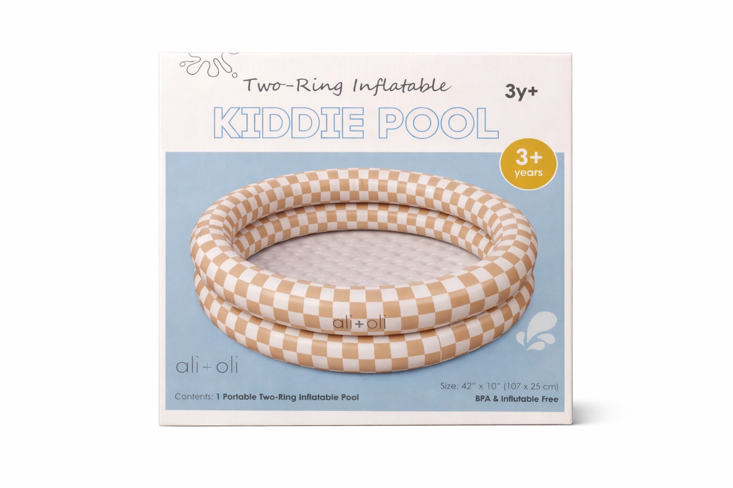 Ali+Oli Two-Ring Inflatable Kiddie Pool (Tan Checkers)